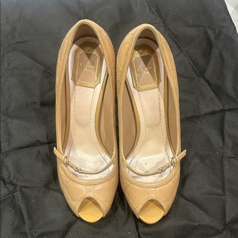 Dior Beige Peep-Toe Heels